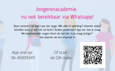 Jongerenacademie nu ook bereikbaar via Whatsapp!